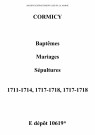 Cormicy. Baptêmes, mariages, sépultures 1711-1718