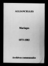 Alliancelles. Mariages 1873-1882