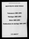Montigny-sur-Vesle. Naissances, mariages, décès, publications de mariage 1883-1892