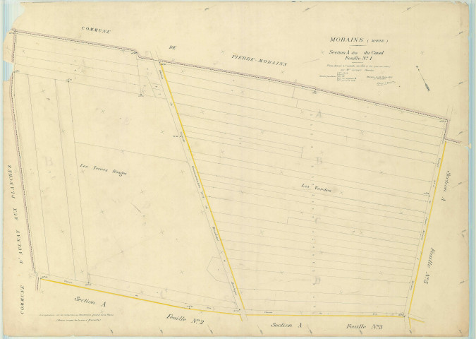Val-des-Marais (51158). Morains (51383). Section A1 1 échelle 1/1000, plan mis à jour pour 1927, plan non régulier (papier)