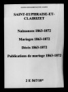 Saint-Euphraise-et-Clairizet. Naissances, mariages, décès, publications de mariage 1863-1872