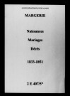 Margerie. Naissances, mariages, décès 1833-1851