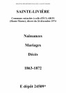 Sainte-Livière. Naissances, mariages, décès 1863-1872