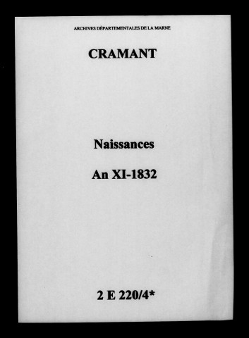 Cramant. Naissances an XI-1832