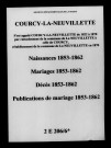 Courcy-La-Neuvillette. Naissances, mariages, décès, publications de mariage 1853-1862