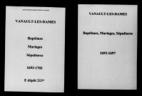 Vanault-les-Dames. Baptêmes, mariages, sépultures 1693-1702