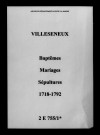 Villeseneux. Baptêmes, mariages, sépultures 1718-1792
