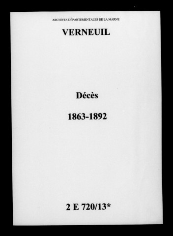 Verneuil. Décès 1863-1892