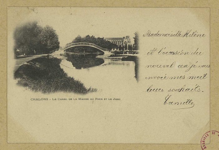 CHÂLONS-EN-CHAMPAGNE. Le canal de la Marne au Rhin et le Jard.