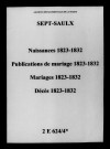 Sept-Saulx. Naissances, publications de mariage, mariages, décès 1823-1832