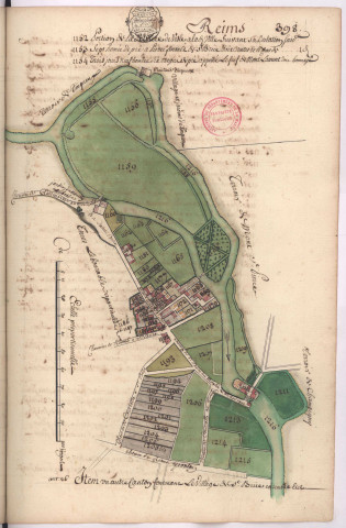 Plan du village de Saint-Brice, prés et marais situés au-dessus et au-dessous du dit village (1759)