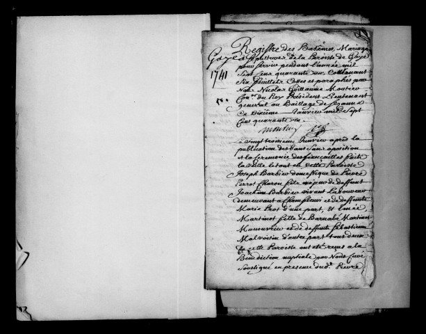 Gaye. Baptêmes, mariages, sépultures, publications de mariage 1741-1792