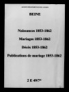 Beine. Naissances, mariages, décès, publications de mariage 1853-1862