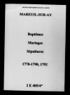 Mareuil-sur-Ay. Baptêmes, mariages, sépultures 1770-1792