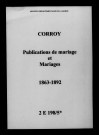 Corroy. Publications de mariage, mariages 1863-1892