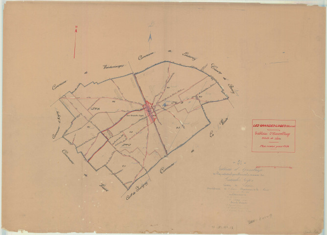 Grandes-Loges (Les) (51278). Tableau d'assemblage 3 échelle 1/10000, plan mis à jour pour 1934, plan non régulier (papier)
