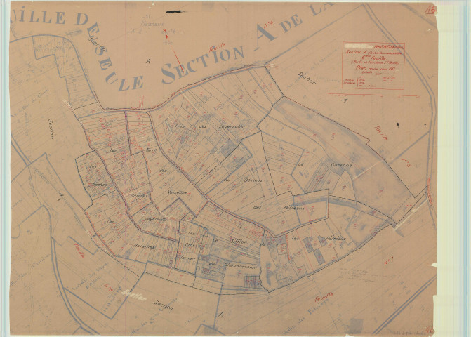 Magneux (51337). Section A6 échelle 1/1250, plan mis à jour pour 1933, plan non régulier (papier).
