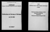 Gionges. Publications de mariage, mariages an XI-1862