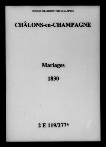 Châlons-sur-Marne. Mariages 1830