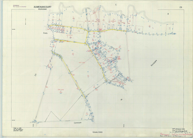 Auménancourt (51025). Section ZB échelle 1/2000, plan remembré pour 1979, plan régulier (papier armé).