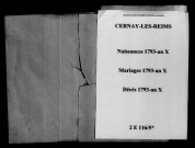 Cernay-lès-Reims. Naissances, mariages, décès 1793-an X