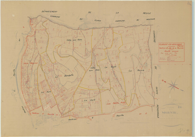 Florent-en-Argonne (51253). Section D échelle 1/2500, plan mis à jour pour 1952, plan non régulier (papier)