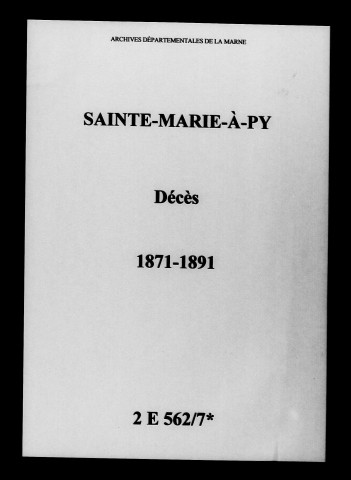 Sainte-Marie-à-Py. Décès 1871-1891