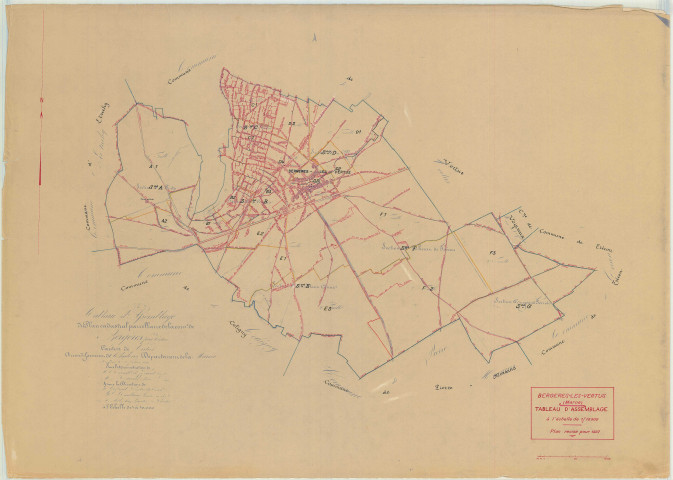 Bergères-lès-Vertus (51049). Tableau d'assembale 1 échelle 1/10000, plan révisé pour 1937, plan non régulier (papier)