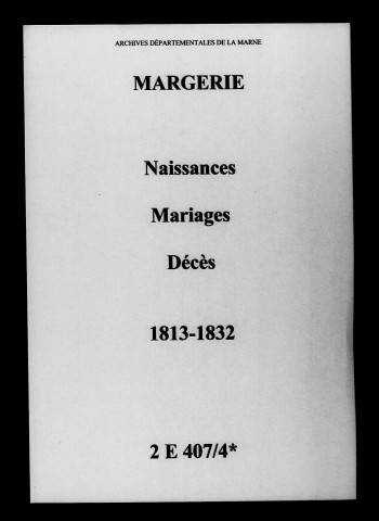 Margerie. Naissances, mariages, décès 1813-1832