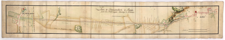 RN 51. Plan de la route entre Champaubert et Baye, par Drouillé, 1766.