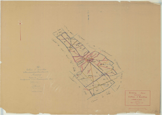 Pocancy (51435). Tableau d'assemblage échelle 1/20000, plan mis à jour pour 1937, plan non régulier (papier)