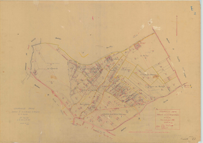 Courville (51194). Section E2 échelle 1/2500, plan mis à jour pour 1935, plan non régulier (papier).