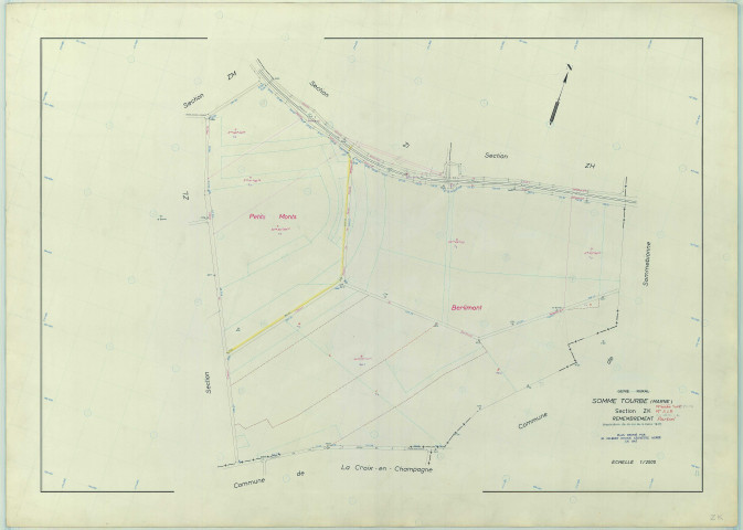 Somme-Tourbe (51547). Section ZK échelle 1/2000, plan remembré pour 1963, plan régulier (papier armé)