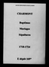 Charmont. Baptêmes, mariages, sépultures 1718-1724