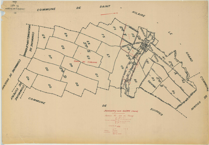 Jonchery-sur-Suippe (51307). Section G échelle 1/10000, plan mis à jour pour 1934, plan non régulier (papier)