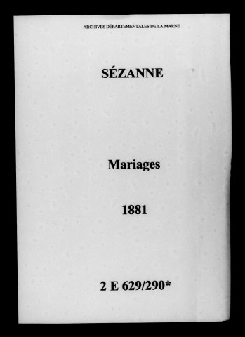 Sézanne. Mariages 1881