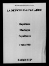 Neuville-aux-Larris (La). Baptêmes, mariages, sépultures 1720-1730