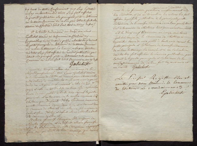 Châtrices. Publications de mariage an XII-1927