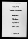 Sézanne. Saint-Denis. Baptêmes, mariages, sépultures 1784-1792