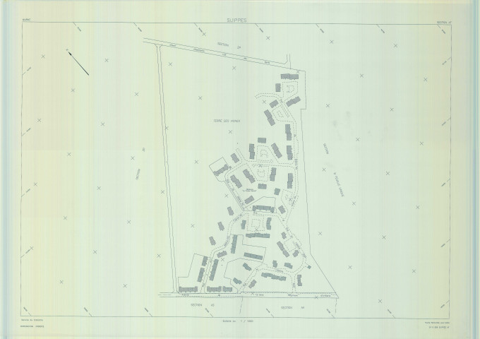 Suippes (51559). Section AT échelle 1/1000, plan remanié pour 2002, plan régulier (calque)