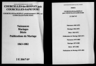 Courcelles-lès-Rosnay. Naissances, mariages, décès, publications de mariage 1873-1882