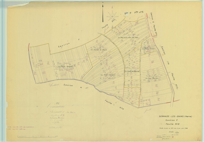 Sermaize-les-Bains (51531). Section F2 échelle 1/1250, plan mis à jour pour 1964, plan non régulier (papier)