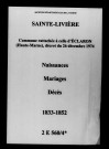 Sainte-Livière. Naissances, mariages, décès 1833-1852