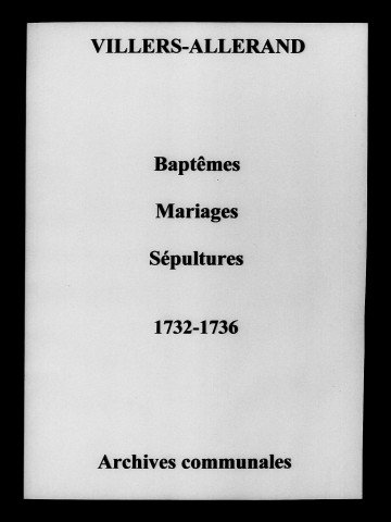 Villers-Allerand. Baptêmes, mariages, sépultures 1732-1736