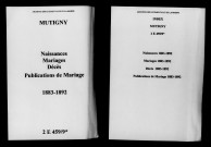 Mutigny. Naissances, mariages, décès, publications de mariage 1883-1892