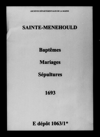 Sainte-Menehould. Baptêmes, mariages, sépultures 1693