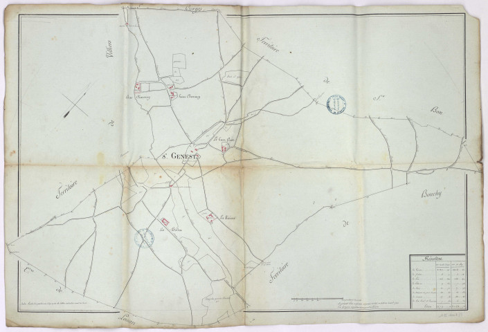 Cidevt district de Sézanne. Deux plans du territoire de St Genest, 1780.