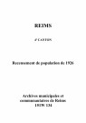 Reims, 4e canton. Dénombrement de la population 1926