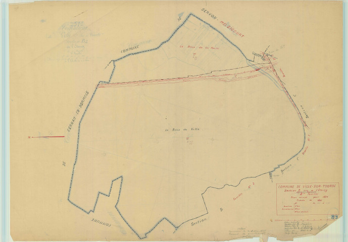 Ville-sur-Tourbe (51640). Section B3 échelle 1/2500, plan mis à jour pour 1934, plan non régulier (papier)
