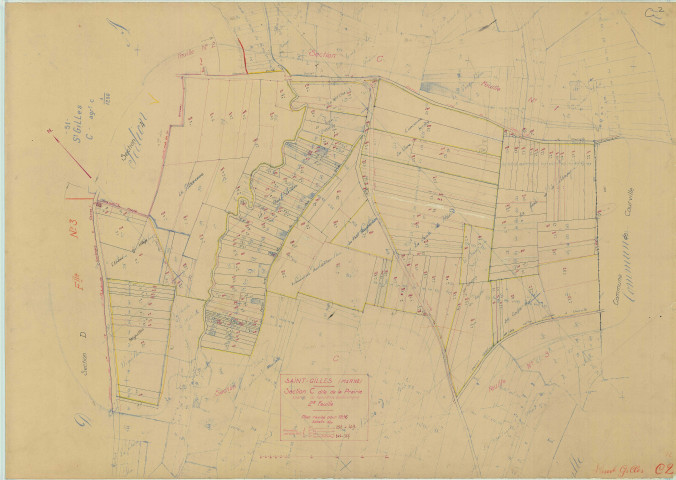 Saint-Gilles (51484). Section C2 échelle 1/1250, plan mis à jour pour 1936, plan non régulier (papier).